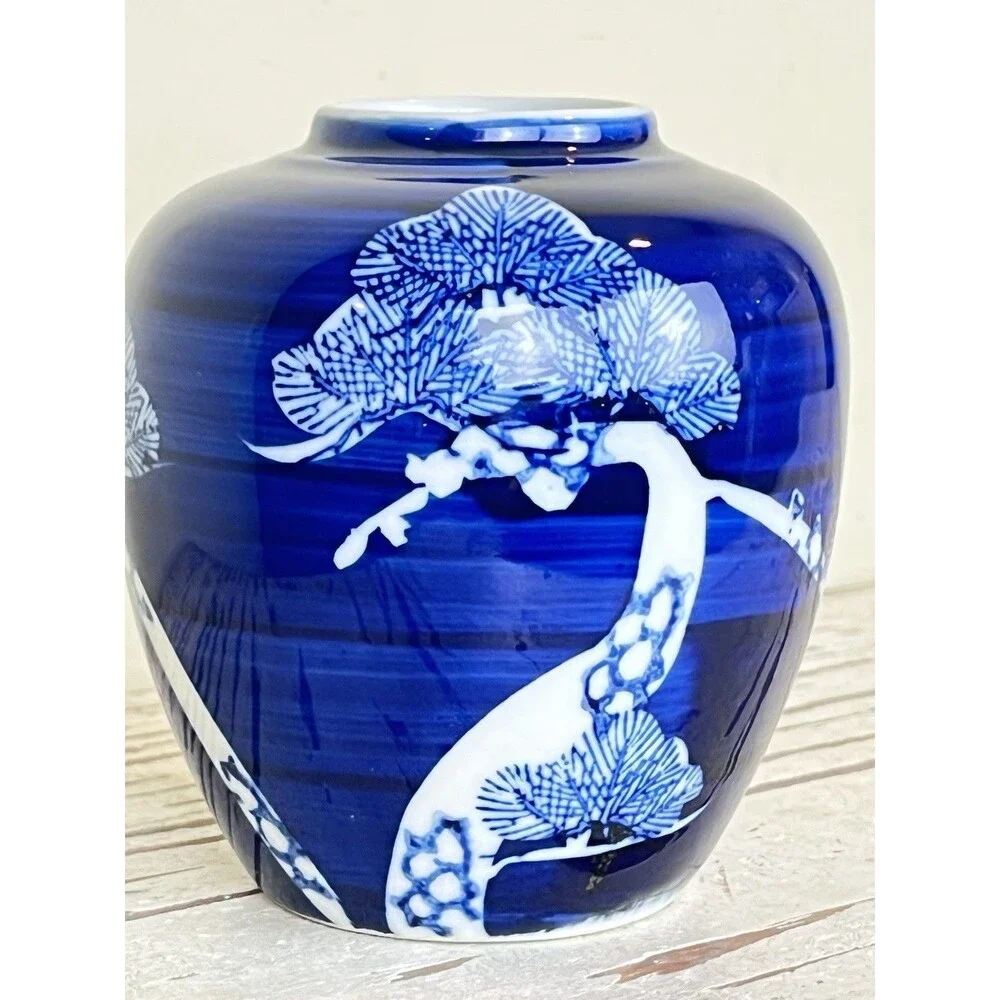 Vintage Takahashi San Francisco Hand-Painted Porcelain Bonsai Tree Vase